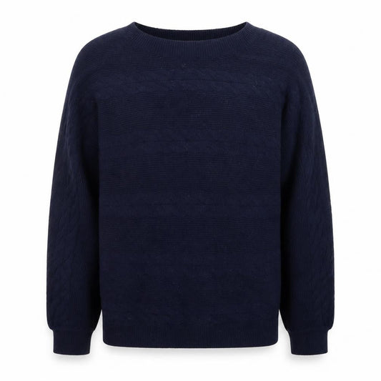 Tu Men's Blue Cable-Knit Crew Neck Jumper Size S
