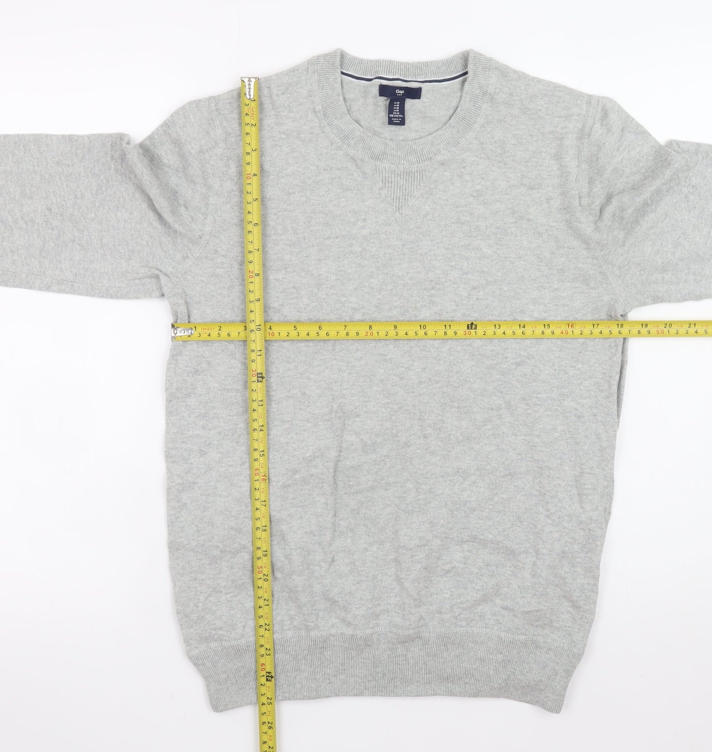 Gap Mens Grey Cotton Crew Neck Pullover Jumper Size M
