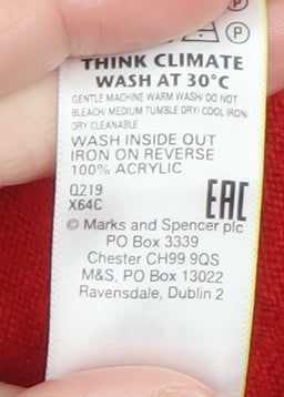 Marks and Spencer Women's Red Acrylic Crew Neck Jumper UK 16
