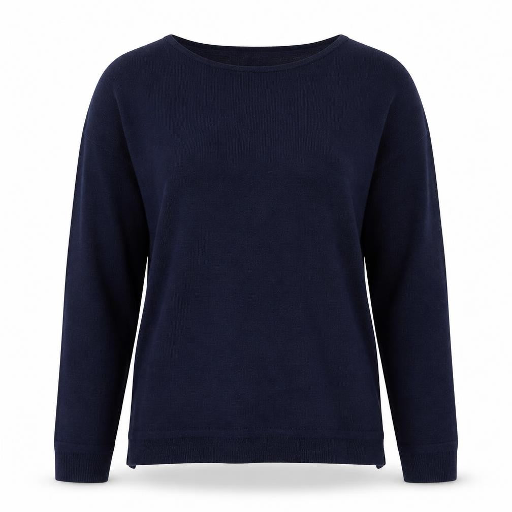 White Stuff Women’s Blue Cotton Linen Crew Neck Jumper UK 10