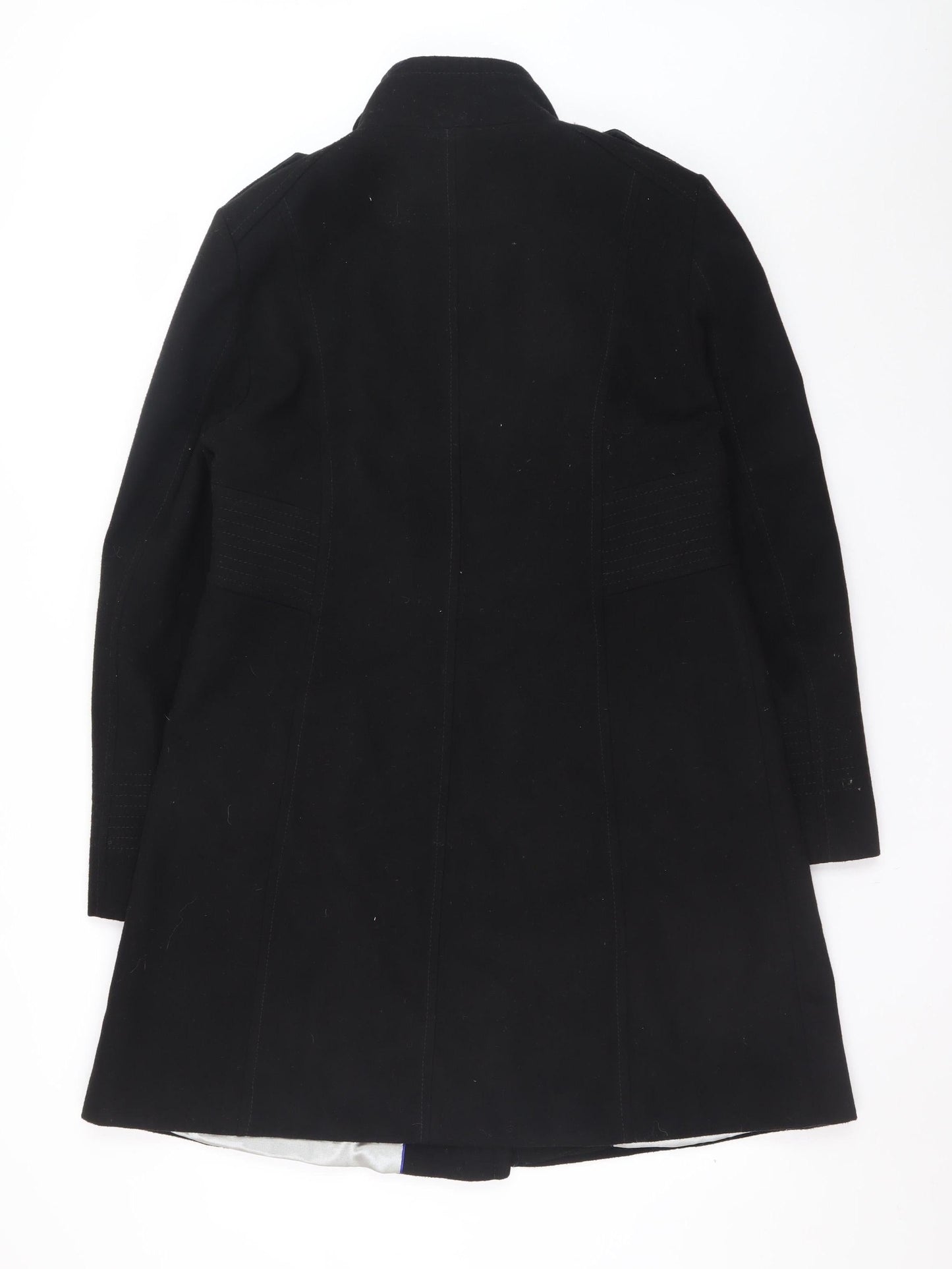 Wallis Womens Black Military Long Coat Size 14 Viscose Blend