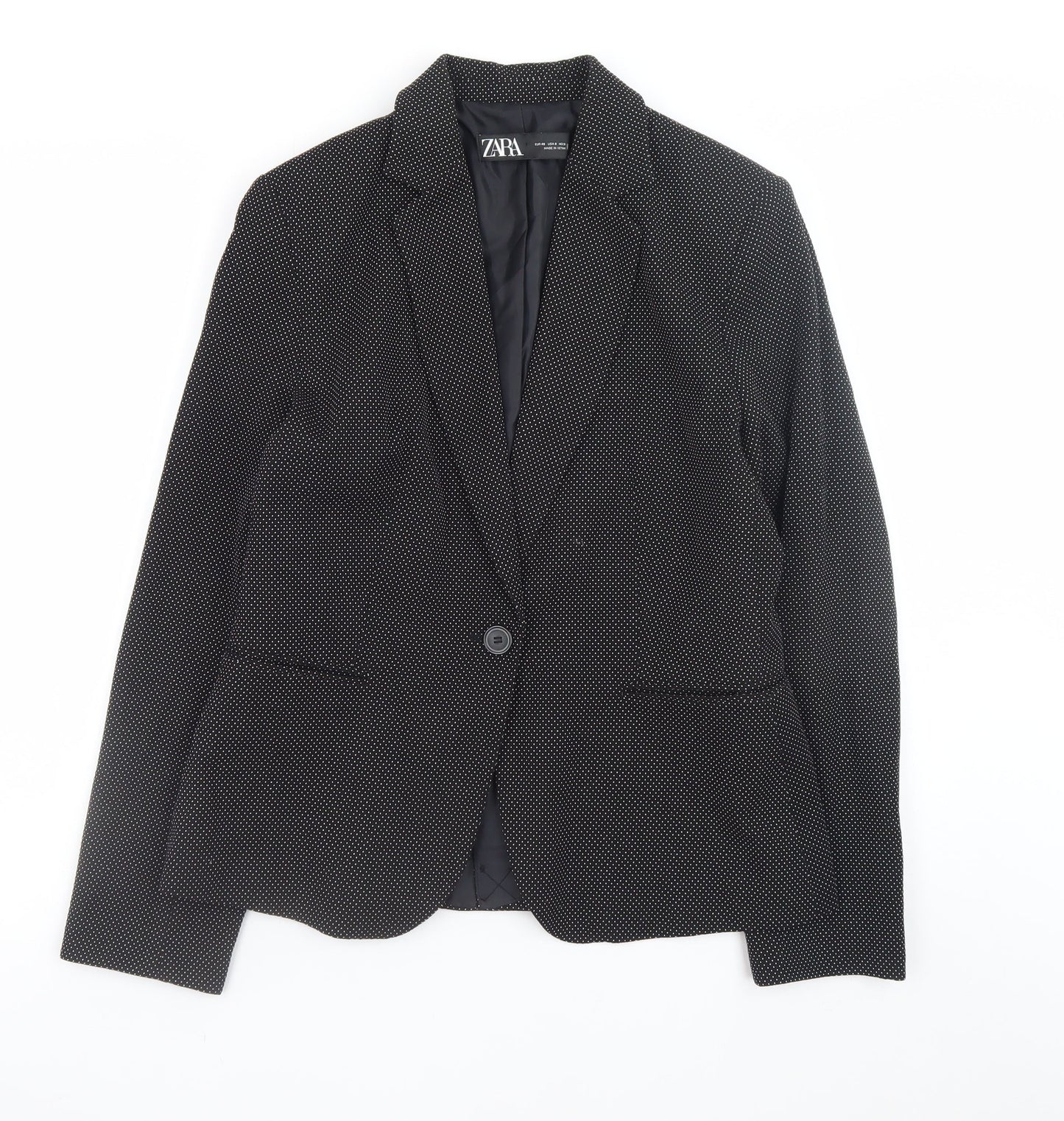 Zara Women Black Regular Fit Polyester Blazer Size 12