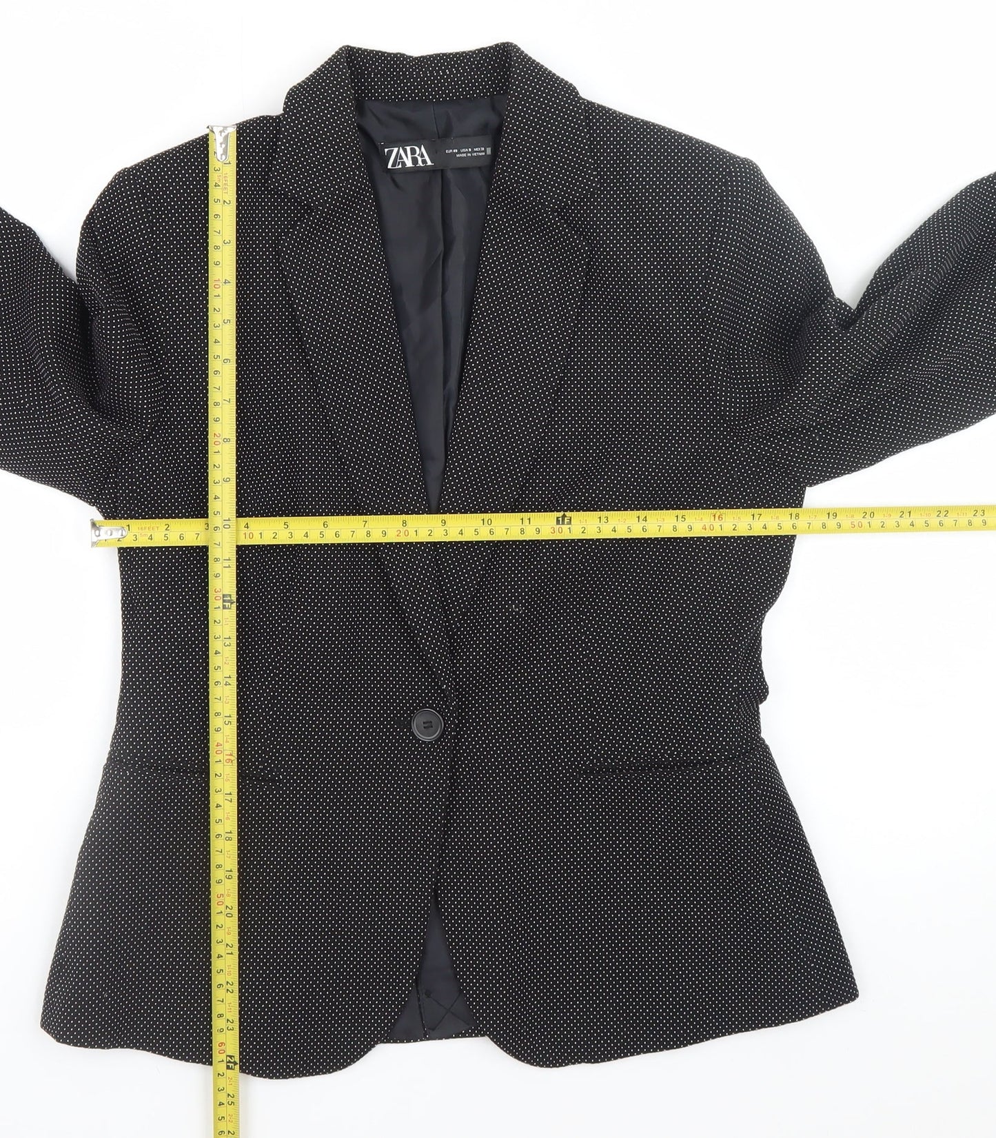 Zara Women Black Regular Fit Polyester Blazer Size 12