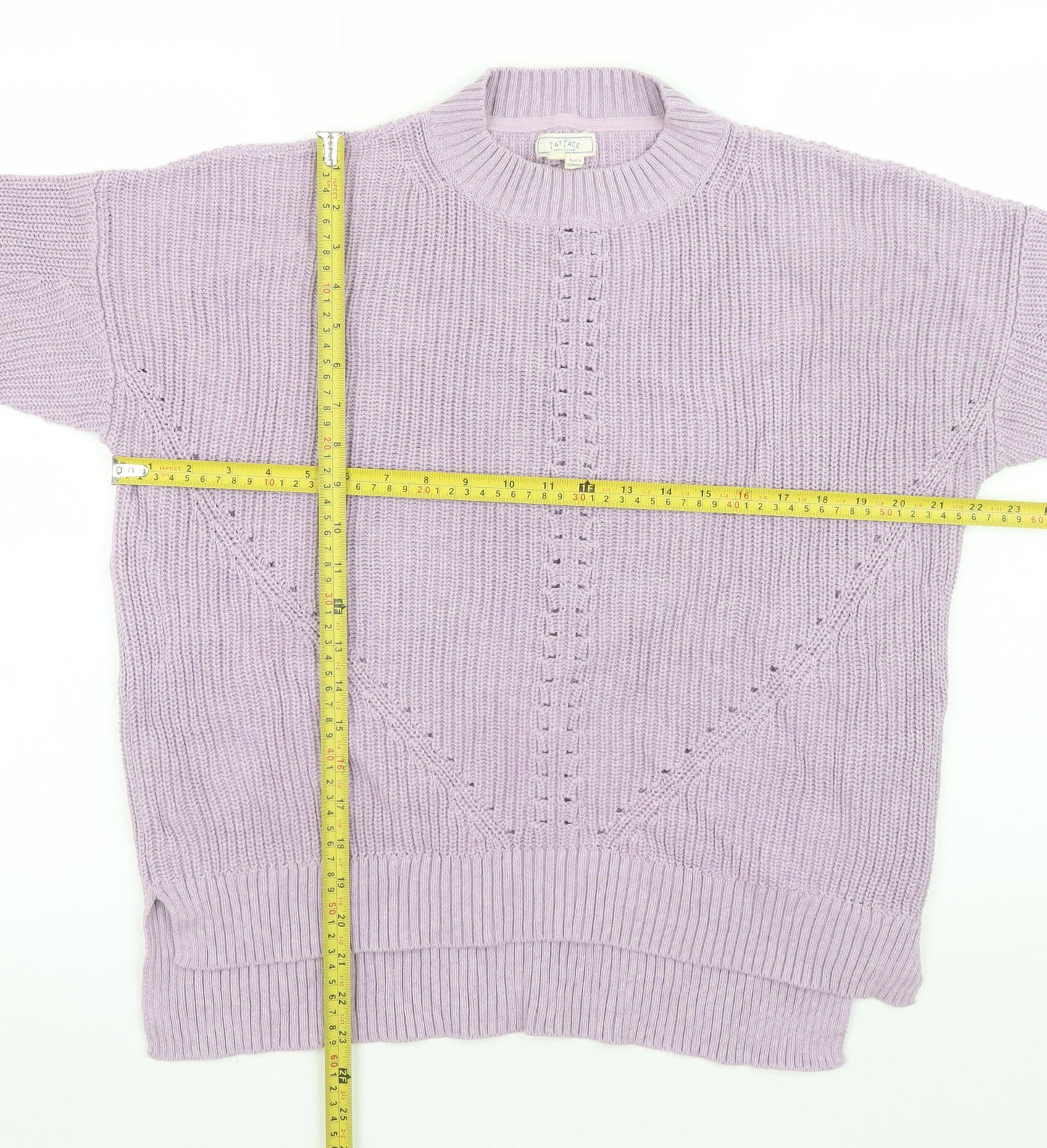 Fat Face Women’s Purple Cotton Crew Neck Long Sleeve Jumper Size 16