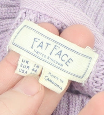 Fat Face Women’s Purple Cotton Crew Neck Long Sleeve Jumper Size 16