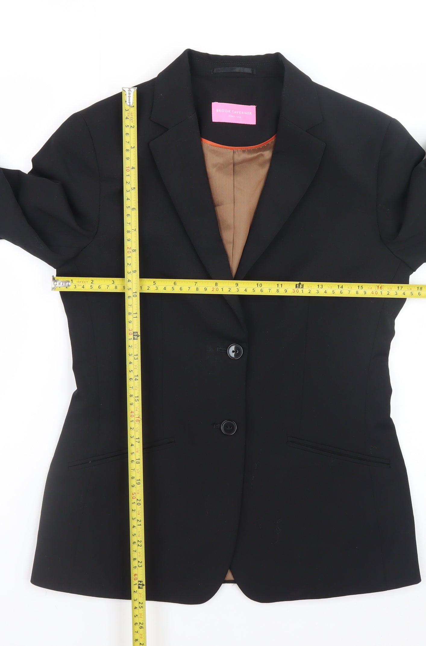 Brook Taverner Women’s Black Wool Blend Classic Blazer UK 8