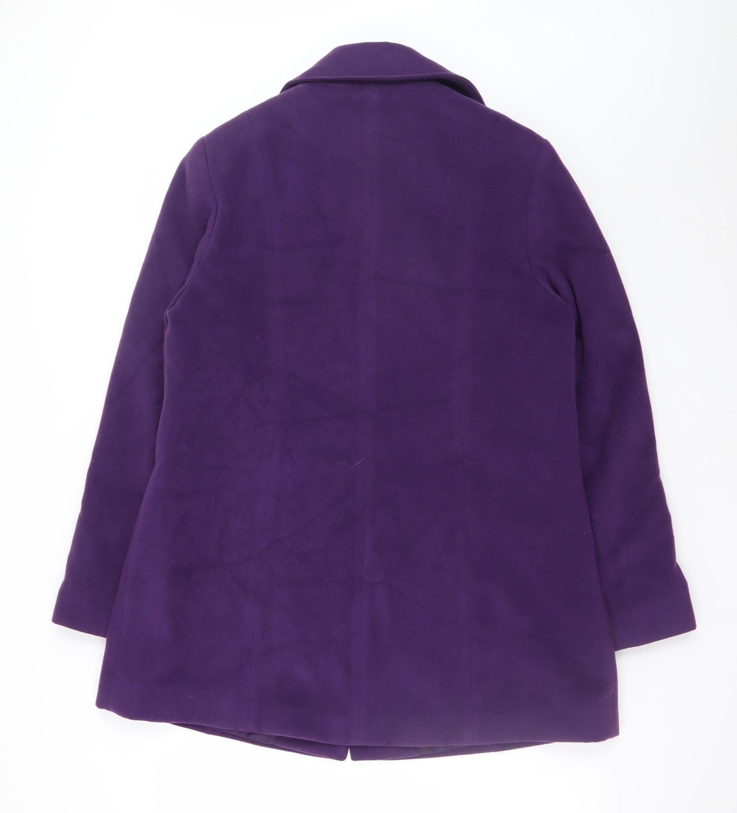 Isle Womens Purple Wool Blend Mid-Length Overcoat Size 14