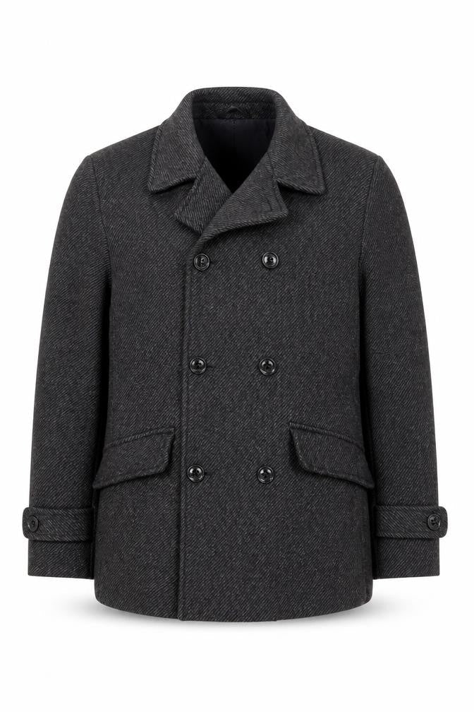 Primark Mens Grey Wool Blend Pea Coat XS Classic Winter Style