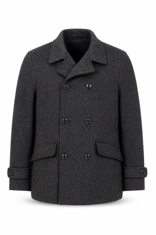Primark Mens Grey Wool Blend Pea Coat XS Classic Winter Style