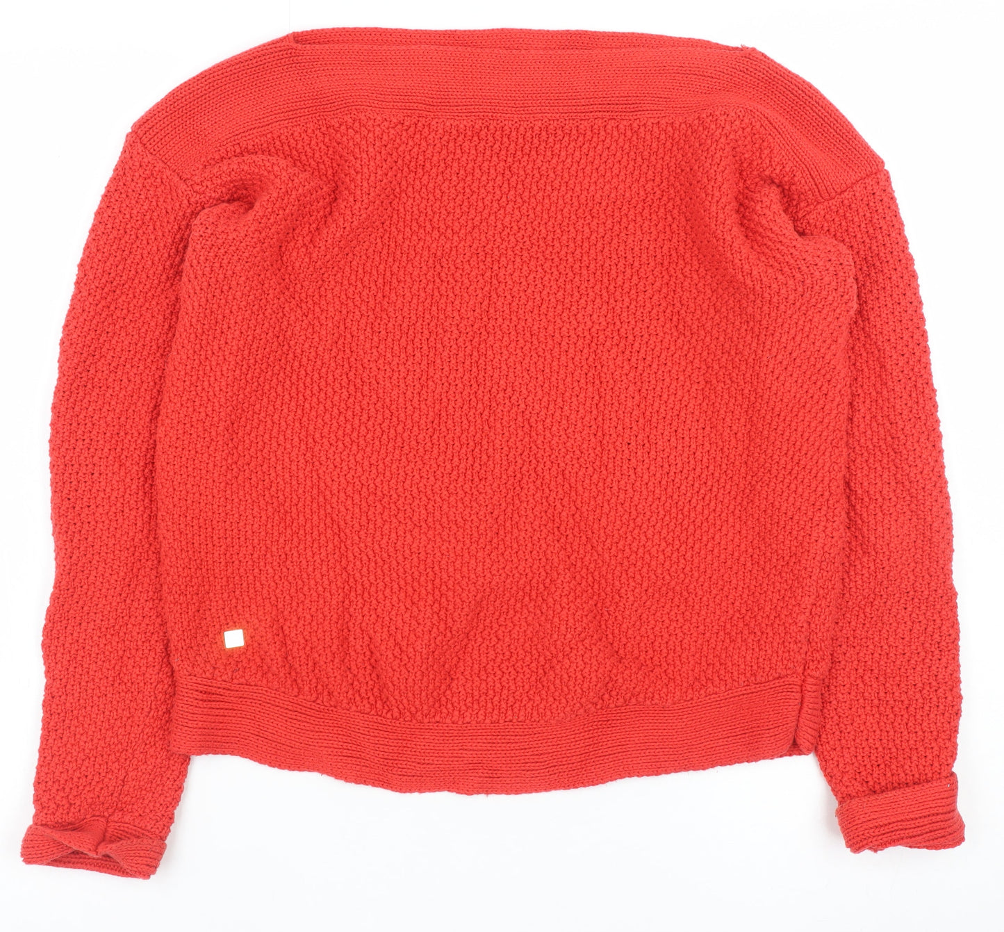 Lauren Ralph Lauren Women Red Cotton Knit Jumper Size S Classic Pullover