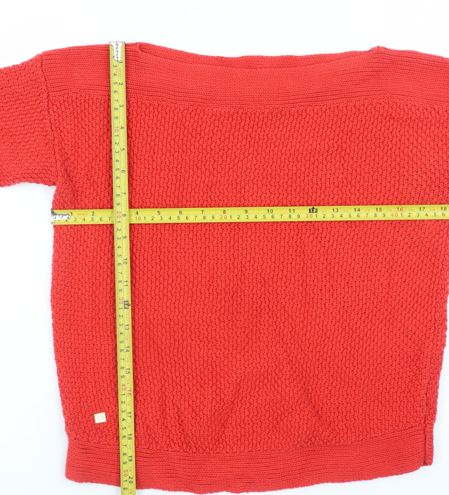 Lauren Ralph Lauren Women Red Cotton Knit Jumper Size S Classic Pullover