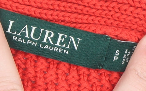 Lauren Ralph Lauren Women Red Cotton Knit Jumper Size S Classic Pullover