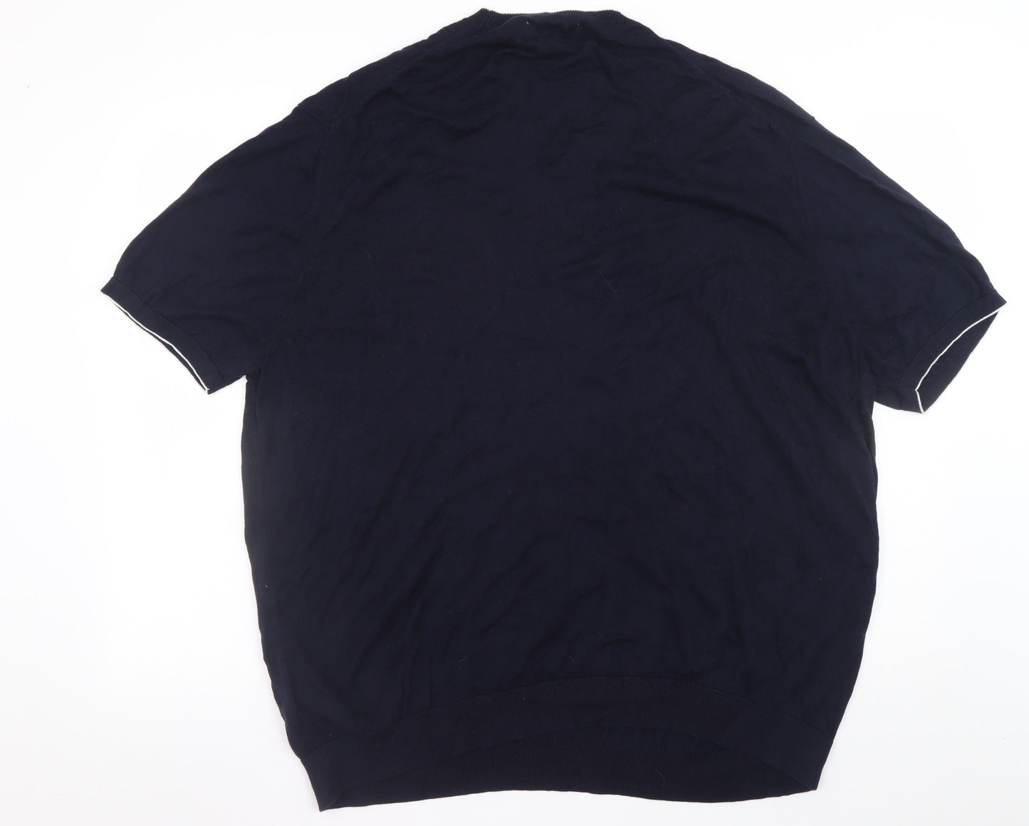 Marks and Spencer Men’s Blue 3XL Crew Neck Short Sleeve Cotton Jumper