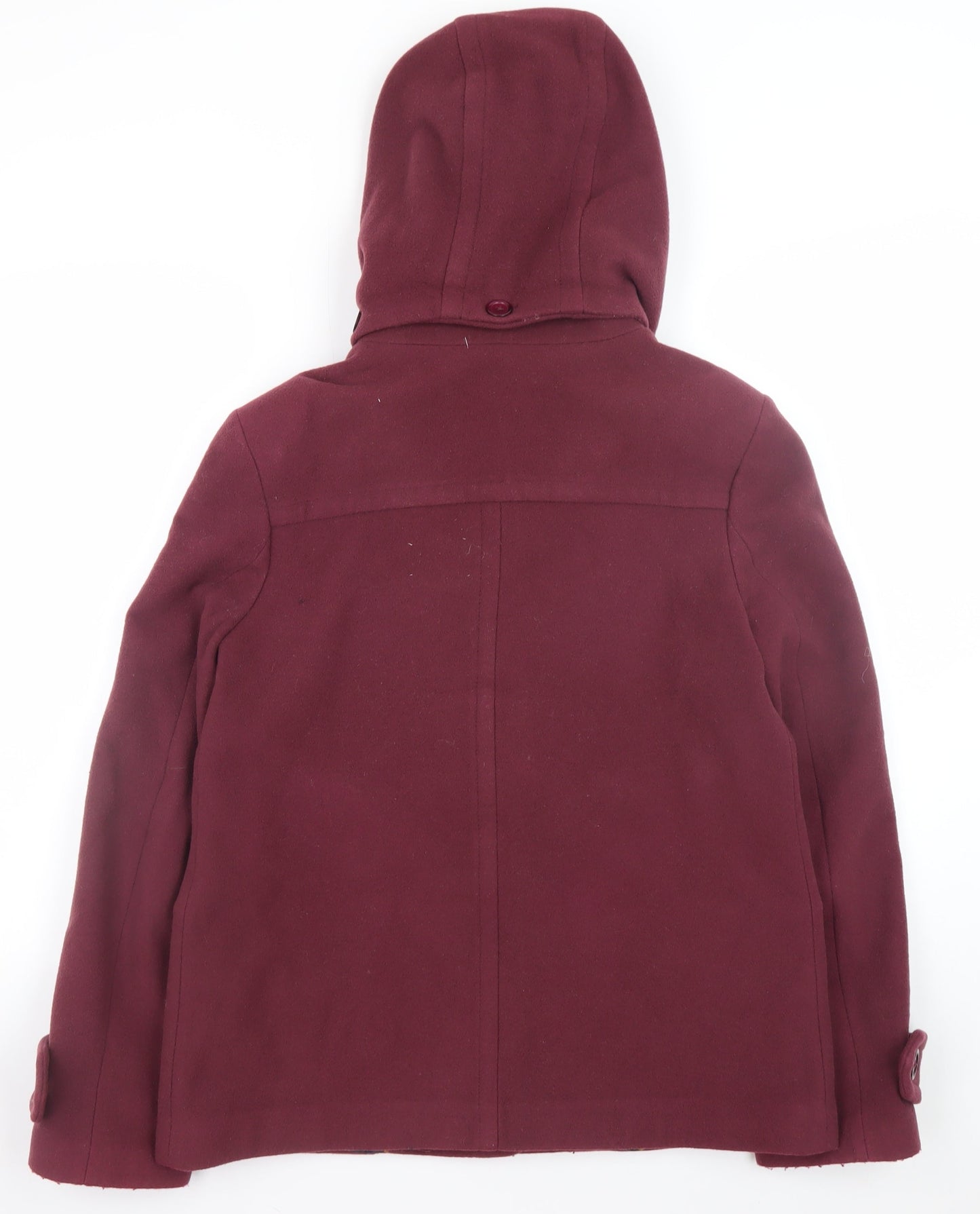Joules Women’s Damson Wool Duffle Coat Size 12 Hooded Mid-Length