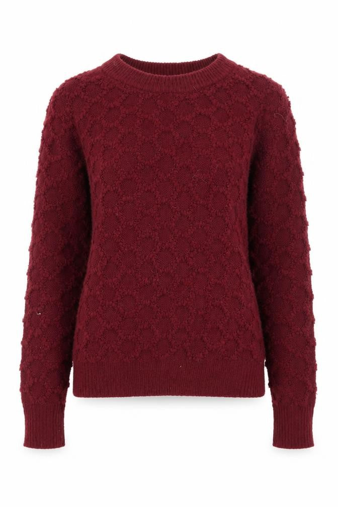 Ribbon Womens Red Textured Knit Crew Neck Jumper Size 8
