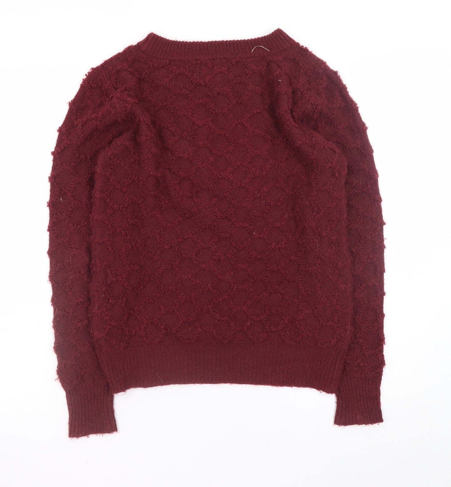 Ribbon Womens Red Textured Knit Crew Neck Jumper Size 8