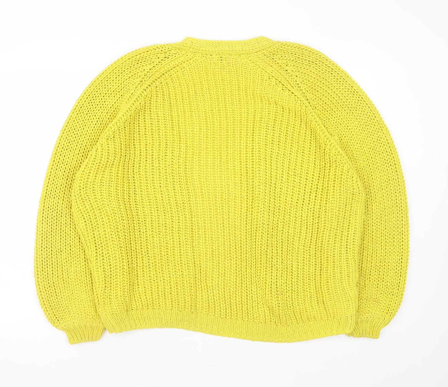 River Island Women's Yellow Chunky Knit Open Cardigan Size M