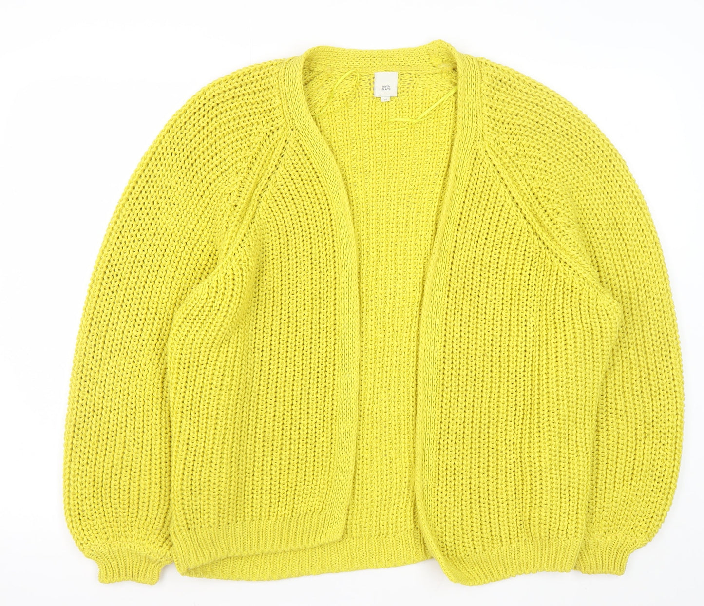 River Island Women's Yellow Chunky Knit Open Cardigan Size M
