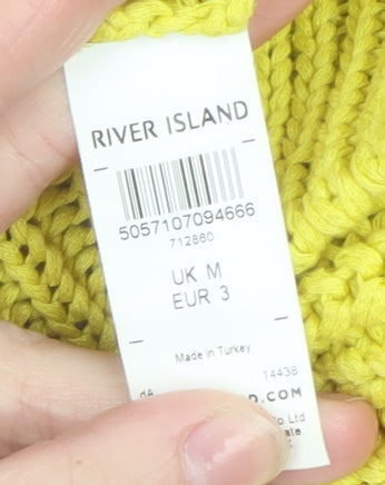 River Island Women's Yellow Chunky Knit Open Cardigan Size M