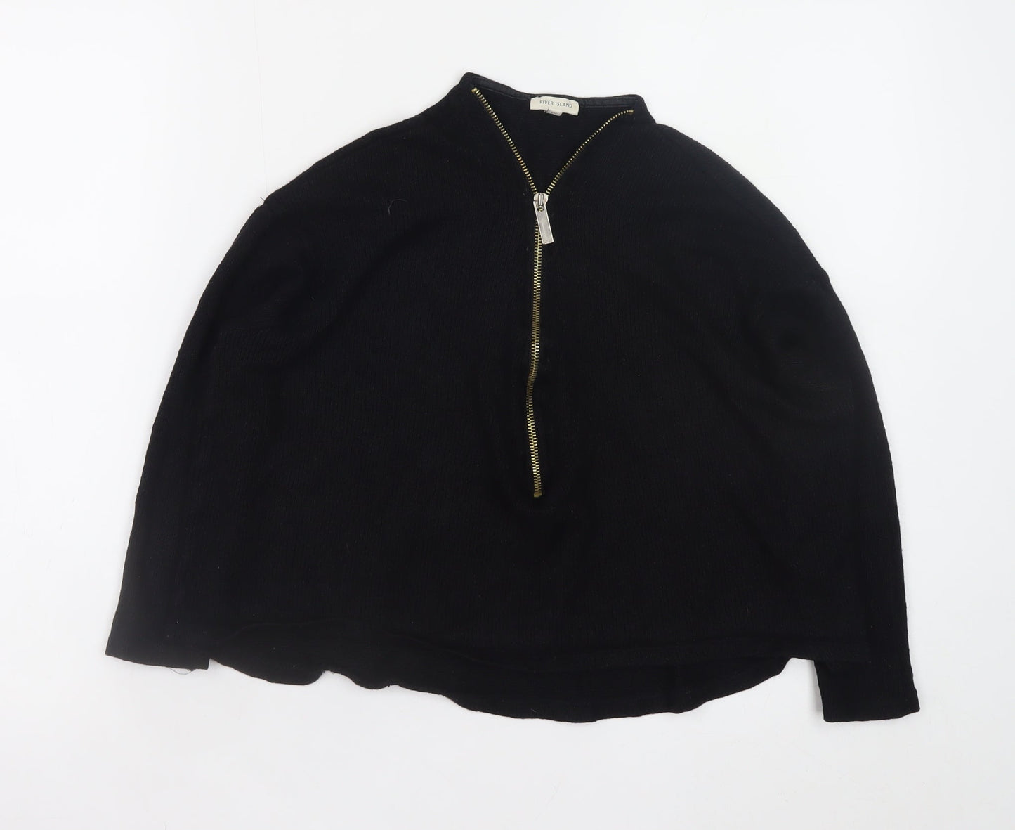 River Island Women's Black Size 8 1/2 Zip Knit Jumper