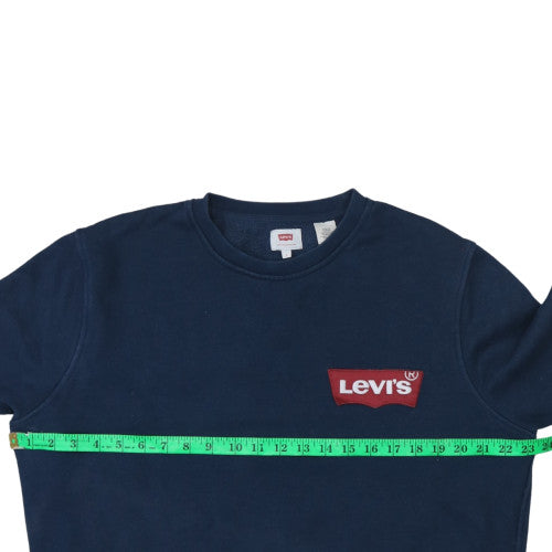 Levi's Men's Blue Crew Neck Pullover Sweatshirt Size L Logo Fleece