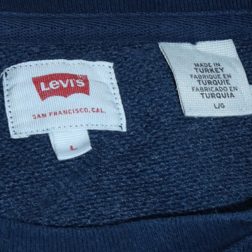 Levi's Men's Blue Crew Neck Pullover Sweatshirt Size L Logo Fleece