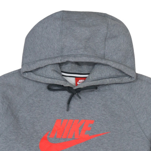 Nike Mens Grey Pullover Hoodie Medium with Logo Graphic