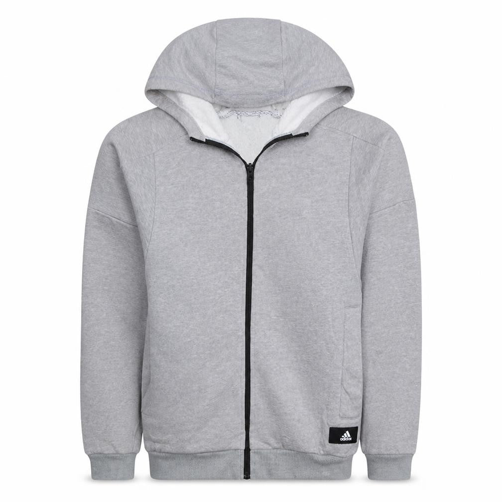 Adidas Mens Grey Full Zip Hoodie Size M Regular Fit