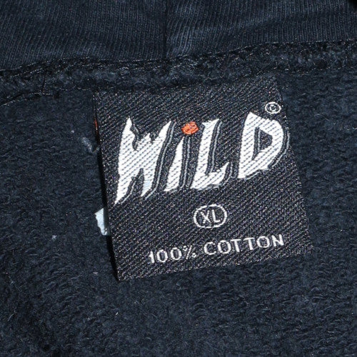 Wild Mens Black XL Full Zip Wolf Graphic Cotton Hoodie