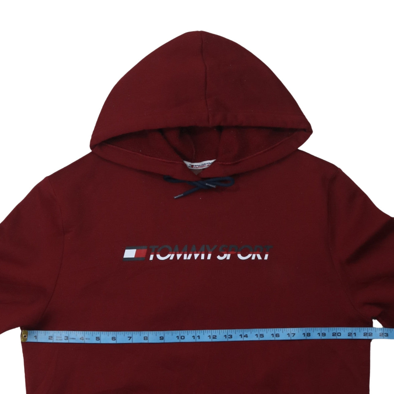 Tommy Sport Men's Red Pullover Hoodie Size L Graphic Logo Cotton Blend