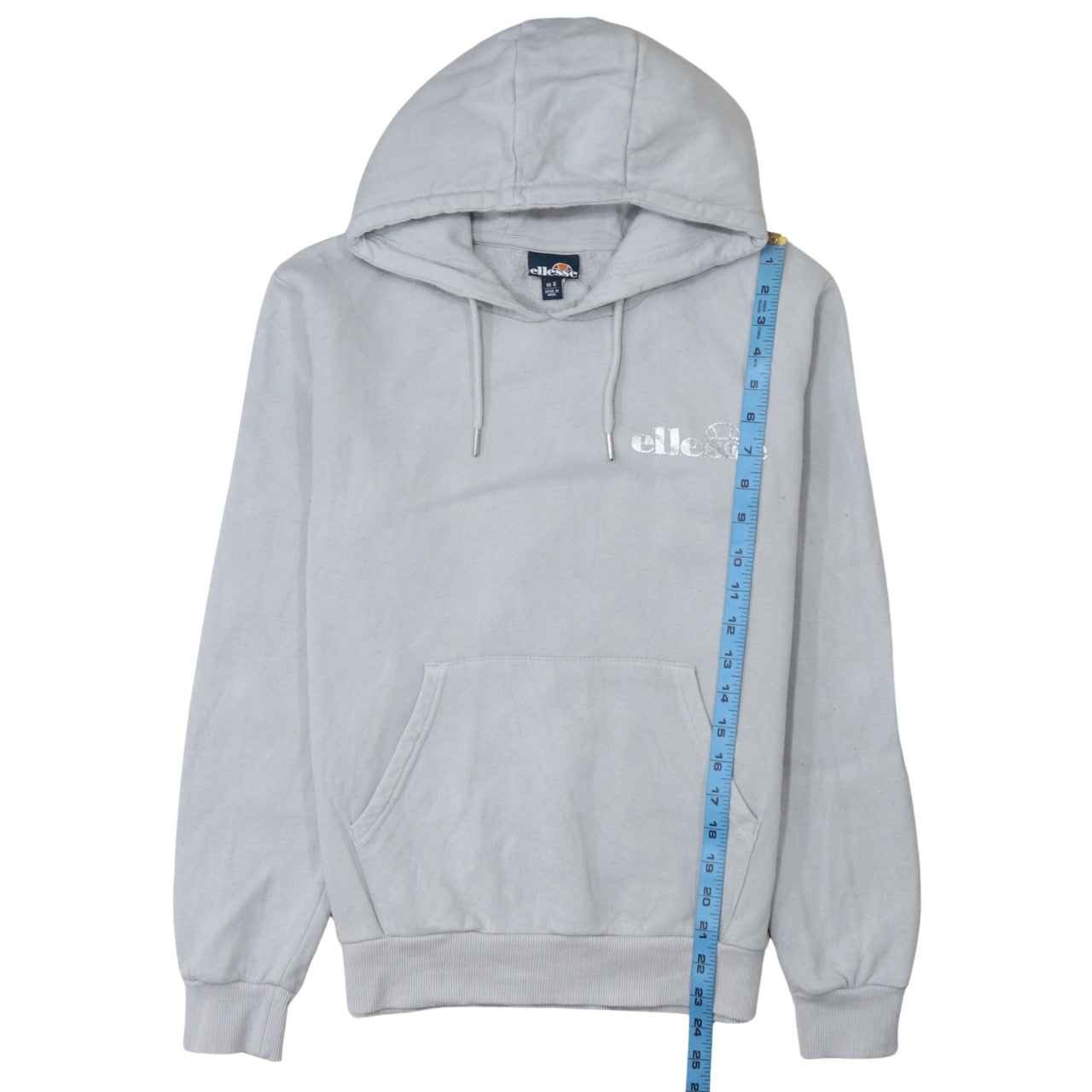 Ellesse Women Grey Pullover Hoodie UK 8 Cotton Blend Casual