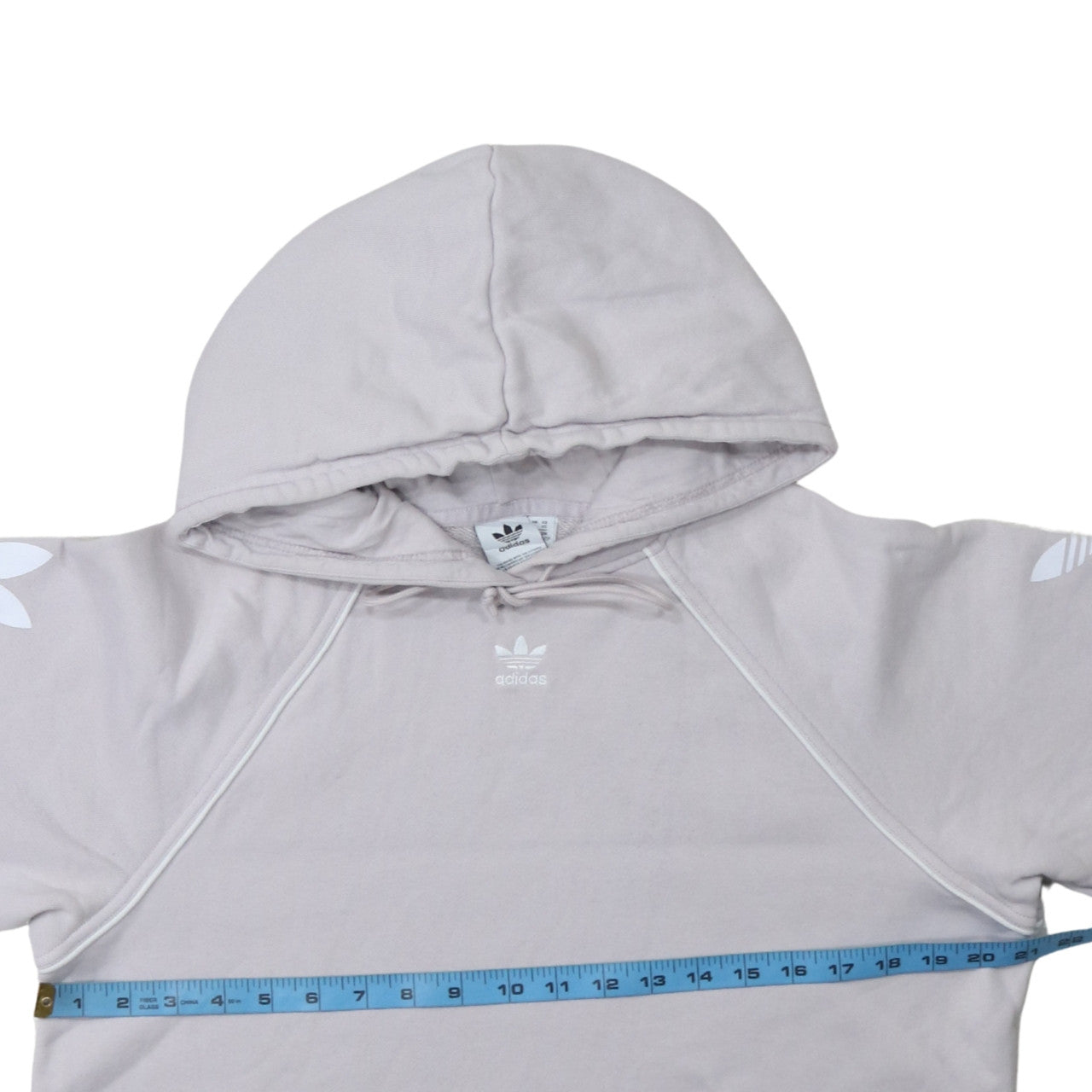Adidas Womens Grey Pullover Hoodie UK 6 XS Long Sleeve Logo Cotton
