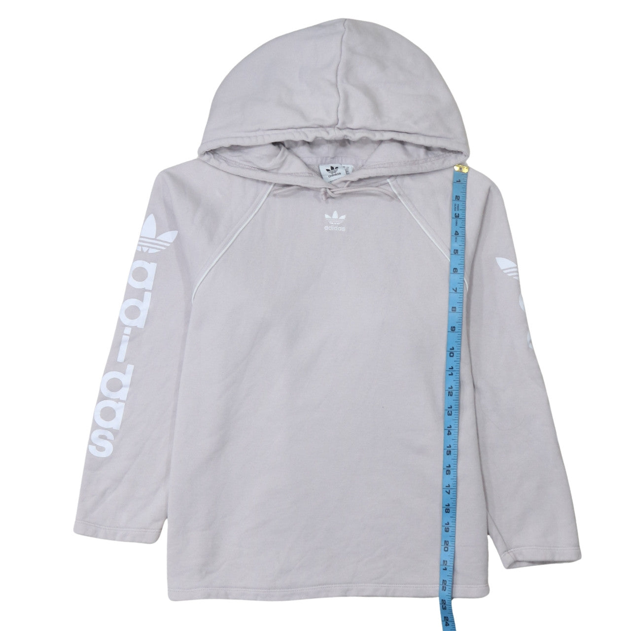 Adidas Womens Grey Pullover Hoodie UK 6 XS Long Sleeve Logo Cotton