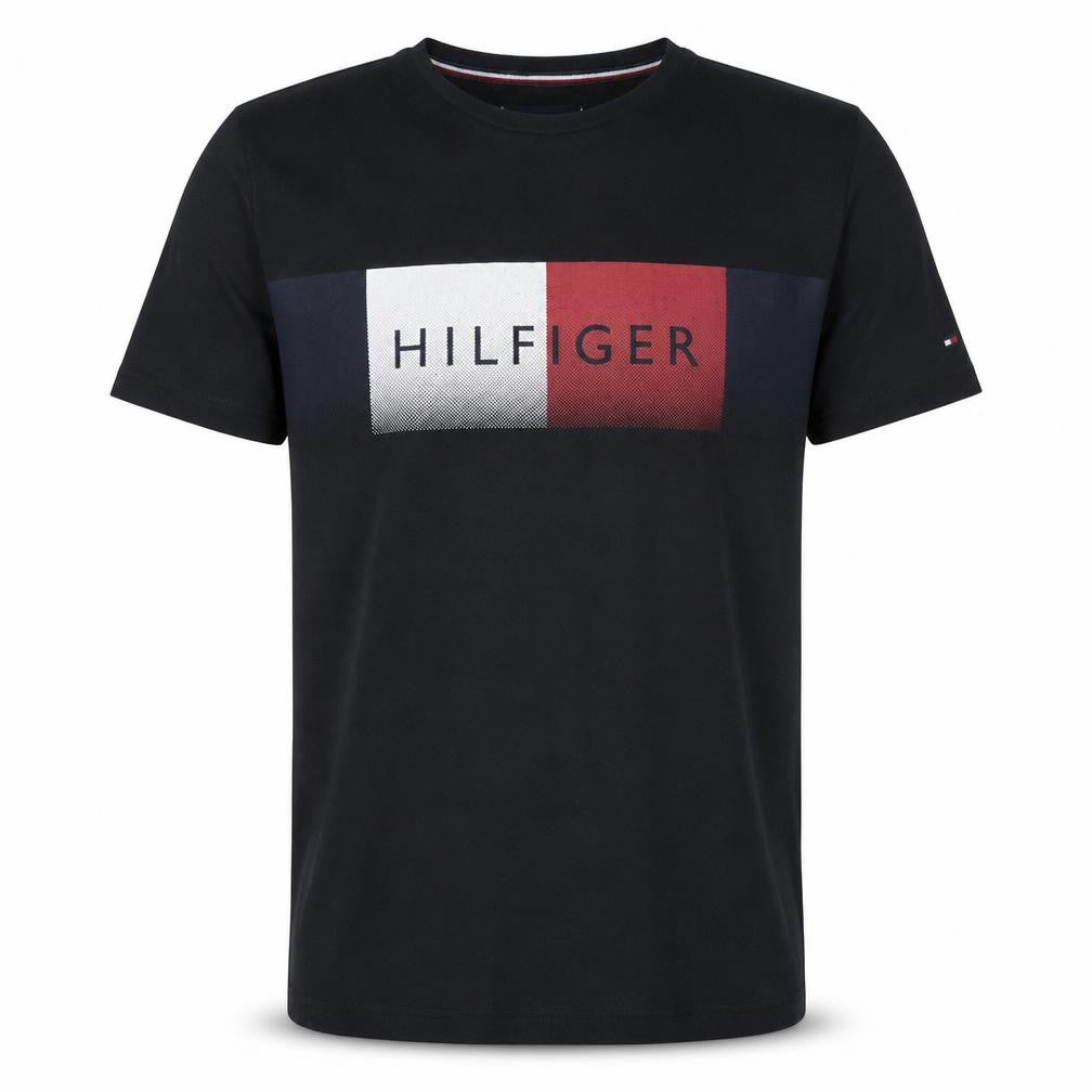 Tommy Hilfiger Men Black Logo Graphic Organic Cotton T-Shirt M