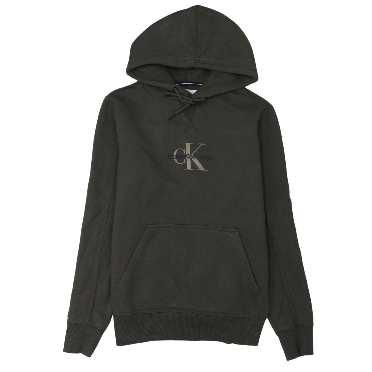 Calvin Klein Jeans Men's Brown Pullover Hoodie S Regular Fit Logo Fleece