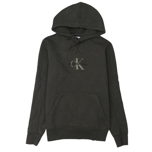 Calvin Klein Jeans Men's Brown Pullover Hoodie S Regular Fit Logo Fleece