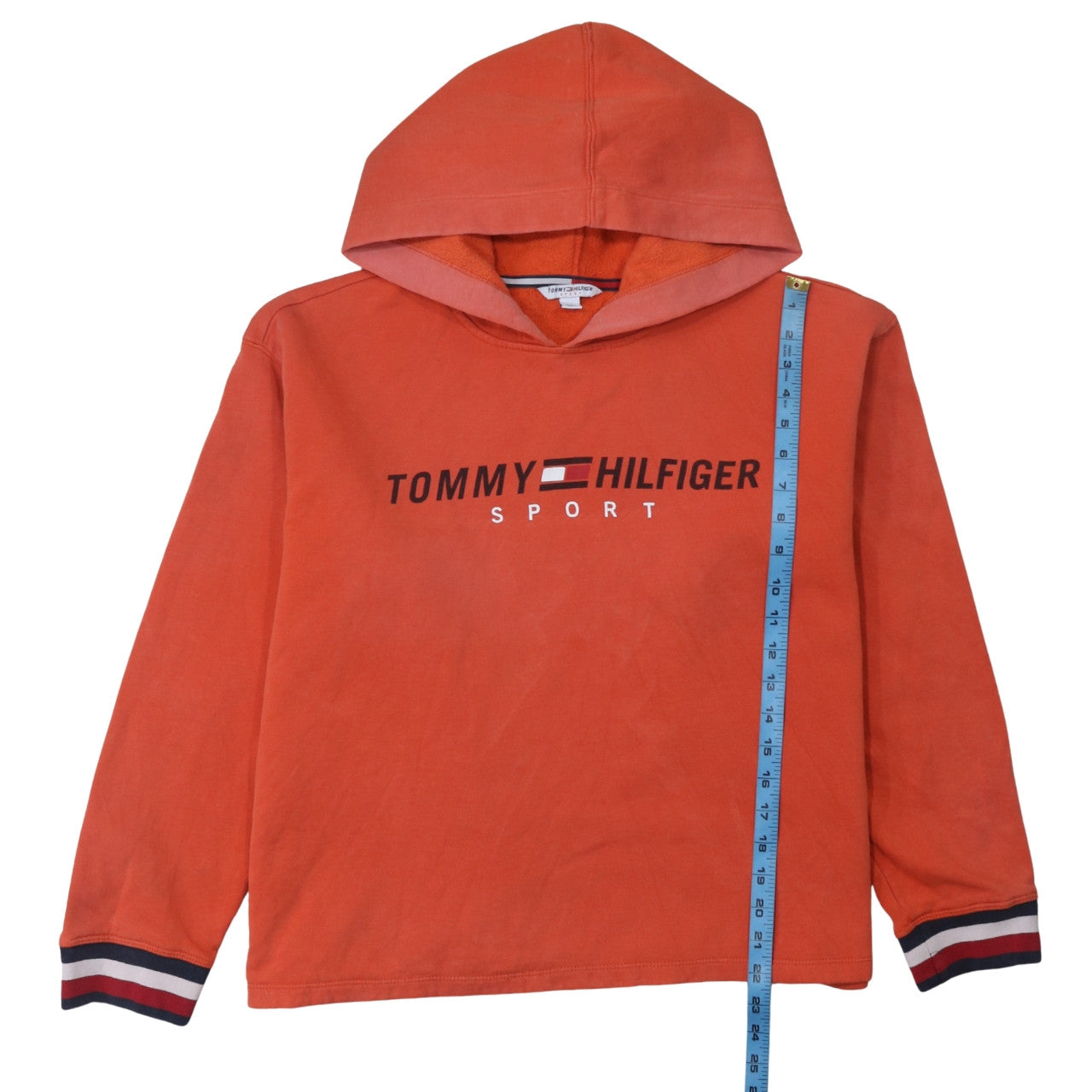Tommy Hilfiger Sport Womens Orange Pullover Hoodie L Cotton Blend