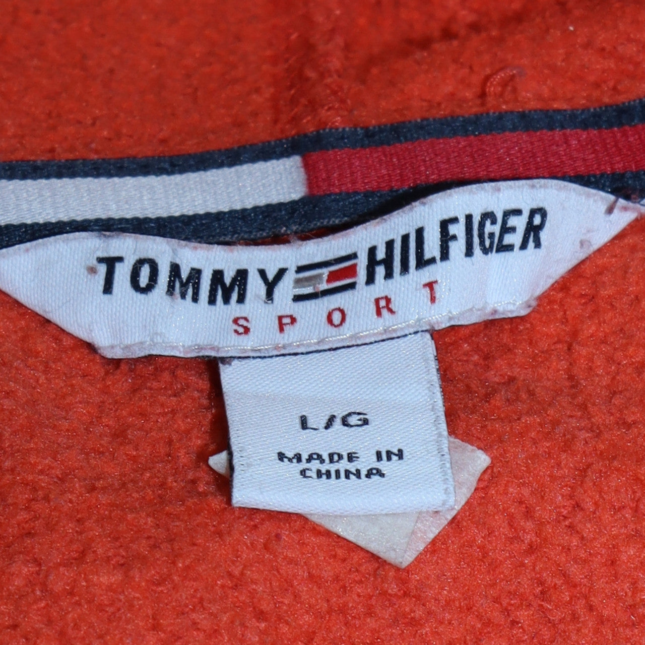 Tommy Hilfiger Sport Womens Orange Pullover Hoodie L Cotton Blend