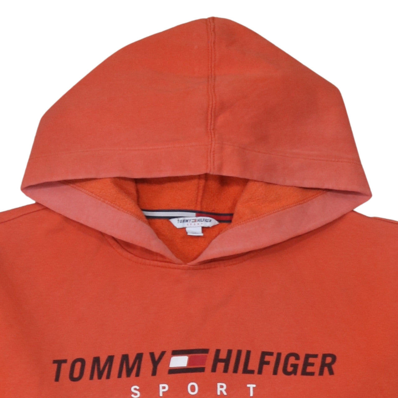 Tommy Hilfiger Sport Womens Orange Pullover Hoodie L Cotton Blend