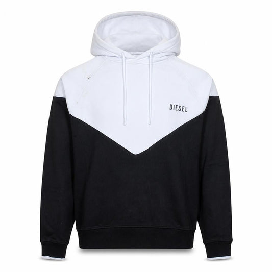 Diesel Womens Black White Hoodie Small Colourblock 100% Cotton