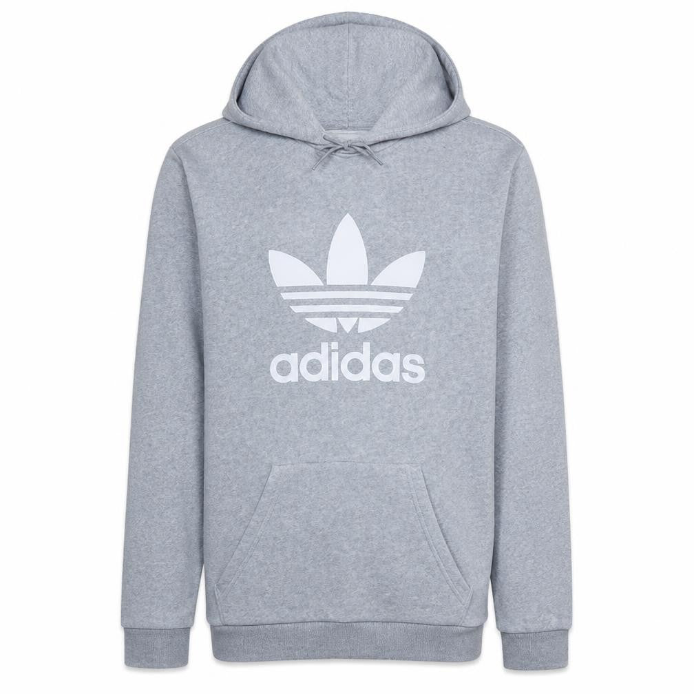 Adidas Men's Grey Hooded Pullover Sweatshirt M Classic Logo