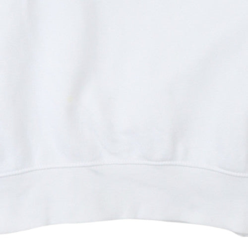 Nike Women White Medium Pullover Sweatshirt Crew Neck Graphic Logo