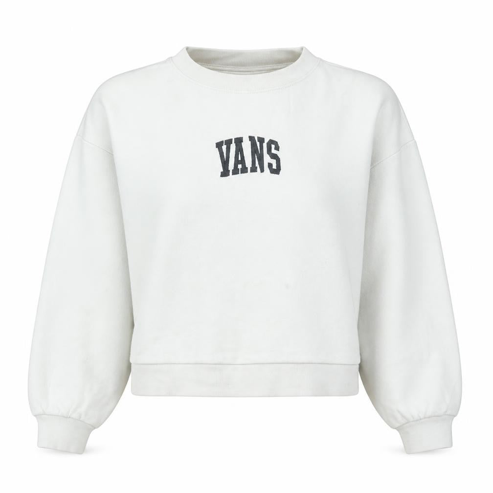 Vans Womens White Medium Pullover Sweatshirt Cotton Logo Casual