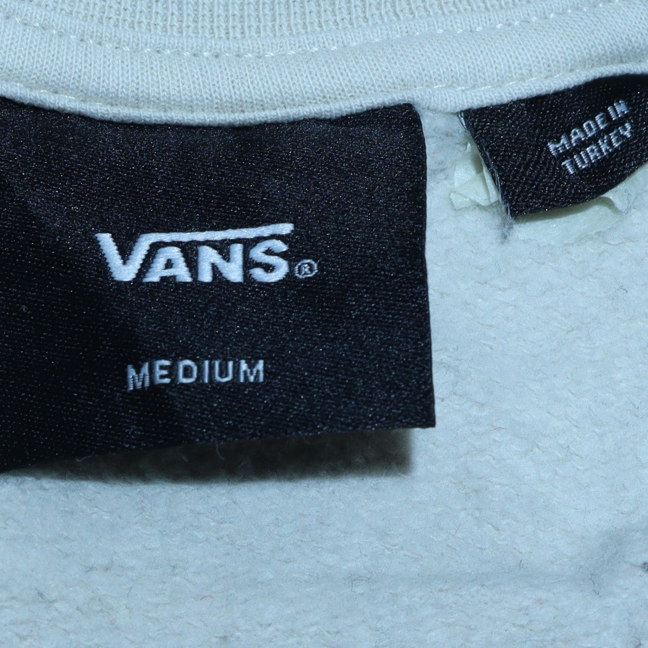Vans Womens White Medium Pullover Sweatshirt Cotton Logo Casual