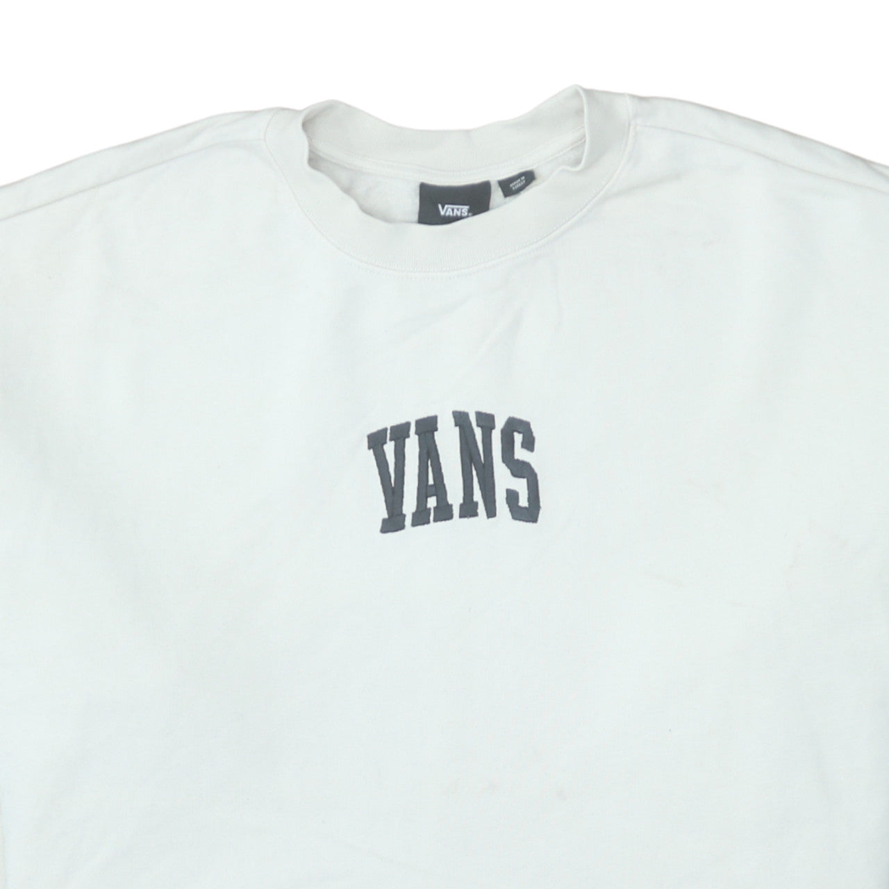 Vans Womens White Medium Pullover Sweatshirt Cotton Logo Casual