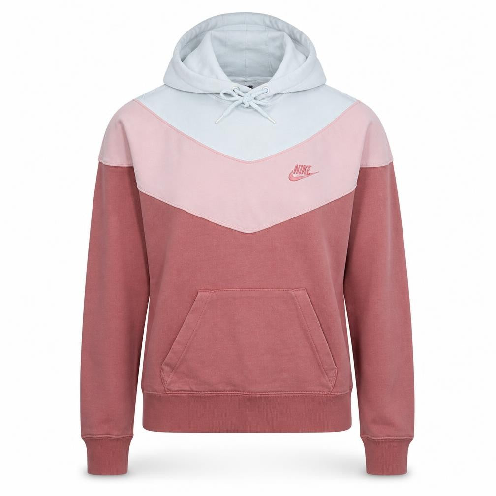 Nike Womens Pink Colourblock Pullover Hoodie XS Cotton Blend