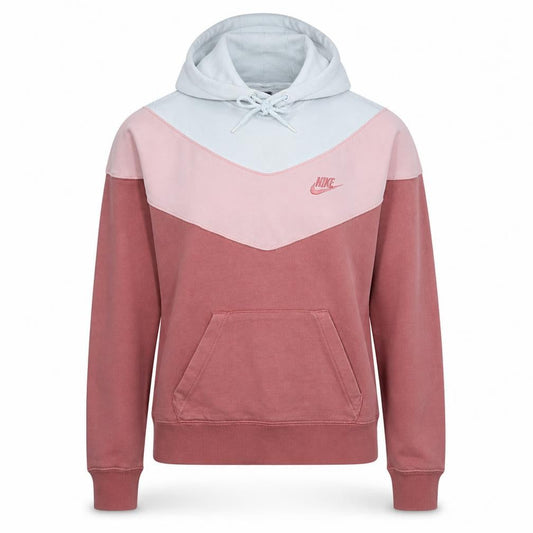 Nike Womens Pink Colourblock Pullover Hoodie XS Cotton Blend
