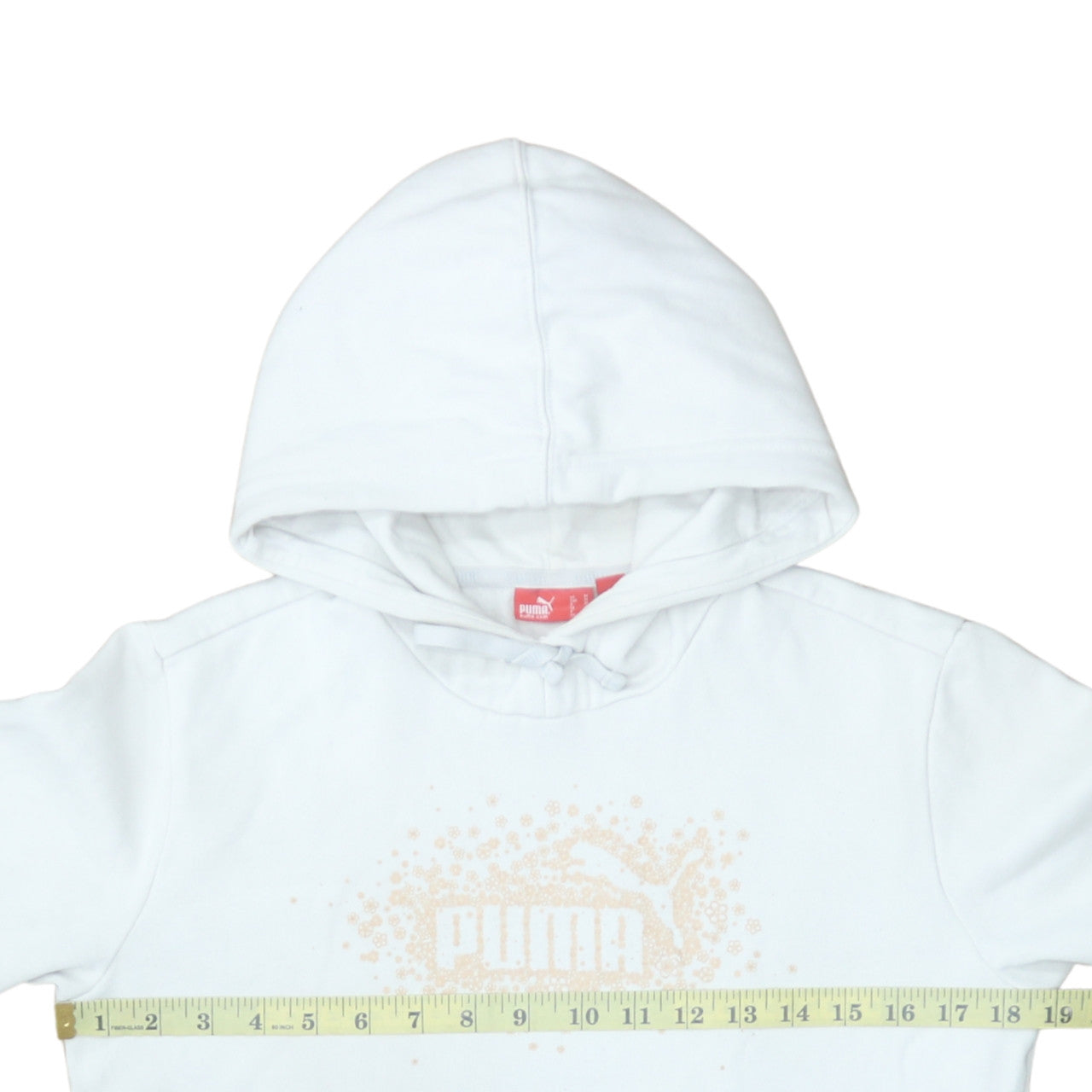 Puma Women White Pullover Hoodie Medium Cotton Blend Logo Design