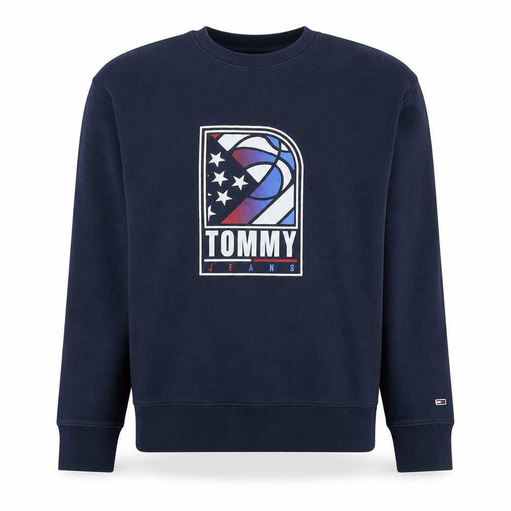 Tommy Jeans Men's Blue Graphic Logo Pullover Sweatshirt Size M