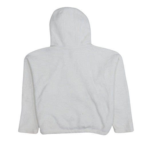 Champion Womens White Fleece 1/4 Zip Hooded Pullover XS